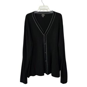 Neiman Marcus Wool Blend Button Front Black and Gray Trim Cardigan Size Mens XXL